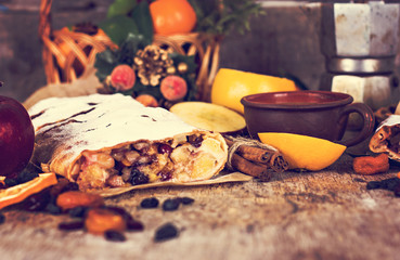 strudel and winter decor.