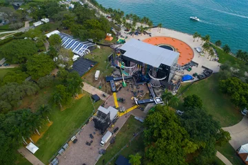 No drill roller blinds Theater Aerial image of a concert setup for New Years Eve