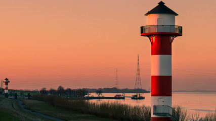 Lighthouse on the River Elbe, Hamburg, Germany