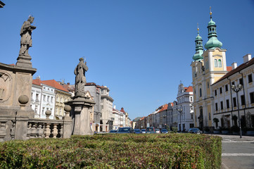 Fototapeta na wymiar Historical buildins on Czech Republic, Hradec Kralove, 