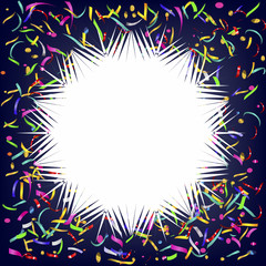 Fototapeta na wymiar snowflake on a background of confetti and streamers