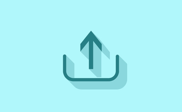 Vector flat line upload icon with long shadow