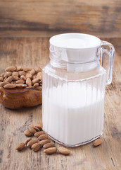 Almond milk in a glass jar