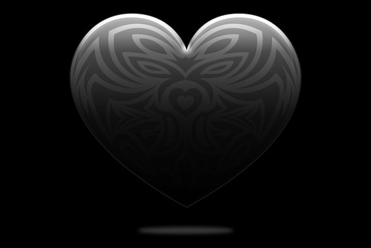 Coeur tribal noir sur noir