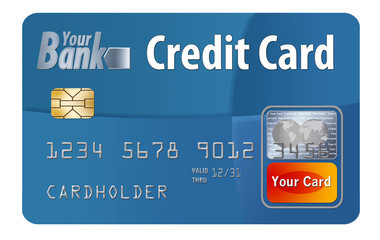This is a generic, mock credit card isolated on white.