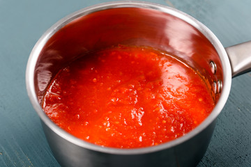 Preparing Tomato Sauce In Metal Pot