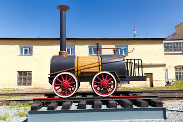 Monument to the first steam locomotive in Russia
