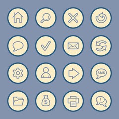 Web and internet, home and search, folder and print, arrows and