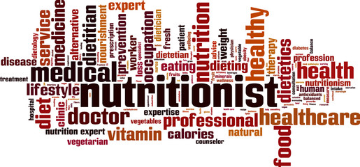 Nutritionist word cloud concept. Vector illustration