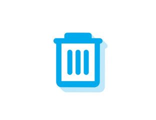 Vector flat trash bin icon with long shadow