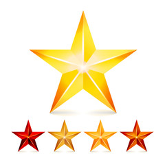 Obraz premium Achievement Vector Star Set. Decoration Realistic Symbols. 3d Shine Icon Isolated On White Background.