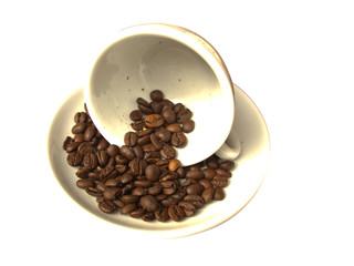 Coffe cup with coffee grains