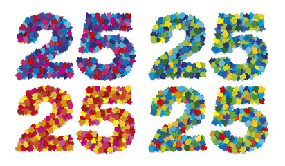 Zahlen aus bunten Papierschnipseln