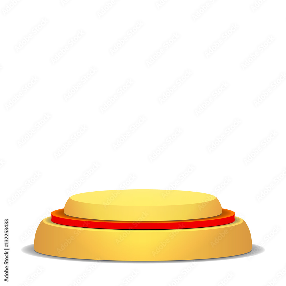 Poster empty vector podium. isolated on white background. yellow 3d stage. realistic platform. round pedest