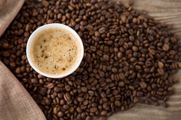Close-up of coffee with coffee beans