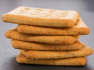 stack of square salt crackers