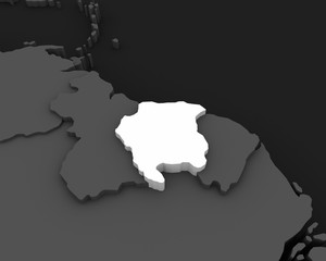 suriname map 3D illustration