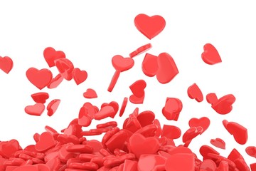 background made from many hearts. 3d rendering.