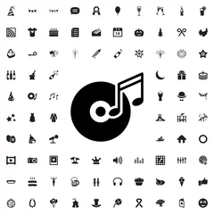 Deurstickers disc and music note icon illustration © HN Works