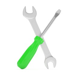 3D Illustration Wrench and screwdriver, service concept