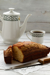 Homemade sponge cake and coffee