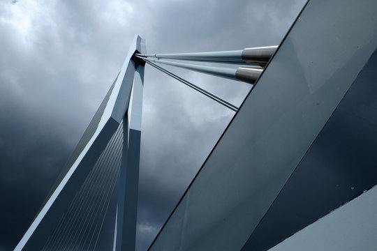 Erasmusbrug in Rotterdam seen from below - 2