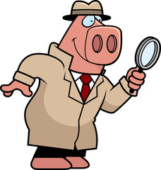 Cartoon Pig Detective
