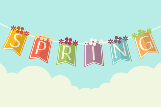 Vector Illustration of a Colorful Spring Banner. Flat Design Style.