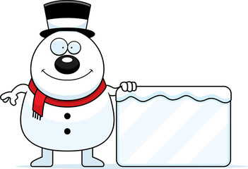 Cartoon Snowman Sign