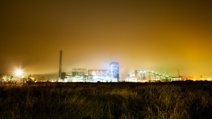 Fototapeta na wymiar Petrochemical plant in night. Long exposure photography 