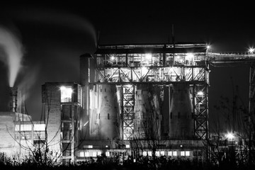 Petrochemical plant in night. Long exposure photography
