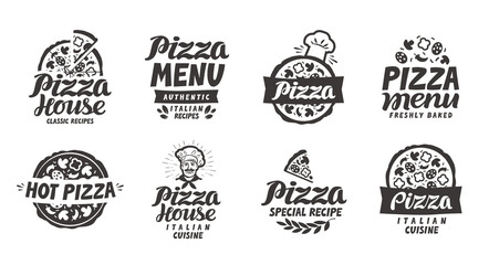 Obraz premium Pizza italian. Collection labels for menu design restaurant or pizzeria