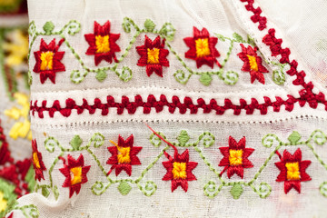 Romanian traditional blouse - textures and traditional motifs, vintage textures
