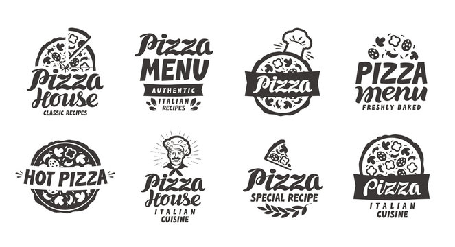 Pizza italian. Collection labels for menu design restaurant or pizzeria