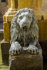 Bronze fountain with lion shape, City of Segovia, famous for its