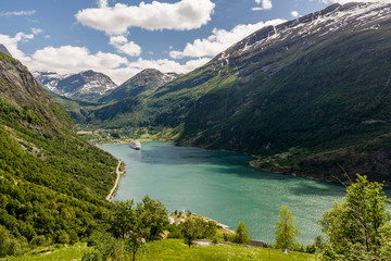 Geirangerfjorden with cruise liner from the route 63 Eidsdal-Gei