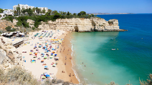 Praia da Senhora da Rocha beach in Portugal, Algarve 