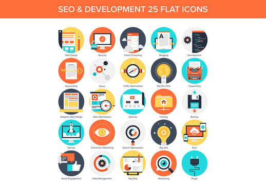 25 Circular SEO and Content Icons
