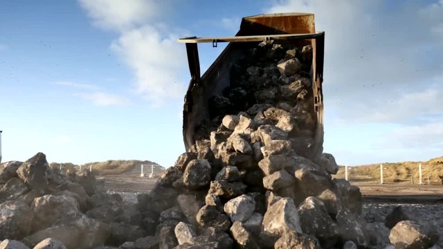 d&eacute;chargement de la benne(4k video)