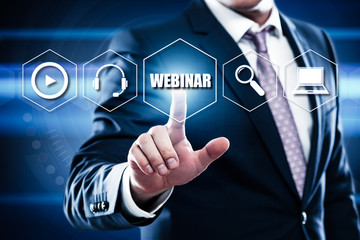 business, technology, internet concept on hexagons and transparent honeycomb background. webinar on virtual screen