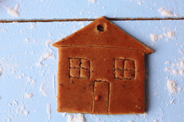 baked ginger cookies gingerbread house christmas background