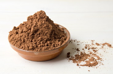 Cacao powder with in a bowl