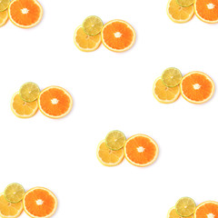 citrus lemon lime orange pattern isolated on a white background top view of a flat style