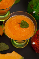 Cantaloupe Melon Smoothie. Selective focus.
