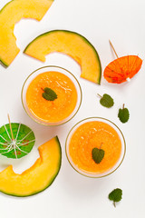 Cantaloupe Melon Smoothie. Selective focus.