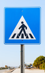 Pedestrian Crossing.  A street sign in southern Turkey indicating a point where pedestrians can cross the road.