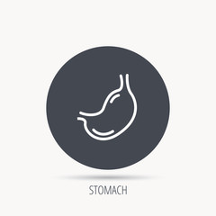 Stomach icon. Gastroscopy health sign. Anatomical body organ symbol. Round web button with flat icon. Vector