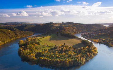 Fotobehang Beroemd uitzicht op de rivier de Moldau, Tsjechië © Radomir Rezny
