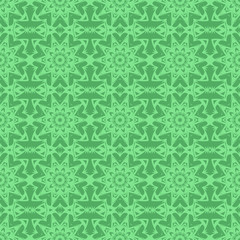 Green Ornamental Seamless Line Pattern. Endless Texture. Oriental Geometric Ornament