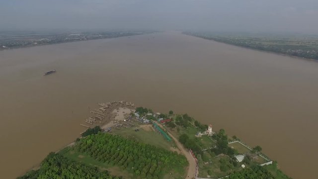 Silk Island Koh Dach Phnom Penh Cambodia Aerial Drone Clip